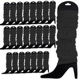 24 LEG WARMERS Knitted Womens Neon Party Knit Ankle Fluro Dance Costume 80s BULK - Black