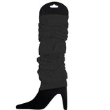 24 LEG WARMERS Knitted Womens Neon Party Knit Ankle Fluro Dance Costume 80s BULK - Black