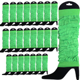 24 LEG WARMERS Knitted Womens Neon Party Knit Ankle Fluro Dance Costume 80s BULK - Fluro Green