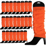 24 LEG WARMERS Knitted Womens Neon Party Knit Ankle Fluro Dance Costume 80s BULK - Fluro Orange