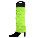 24 LEG WARMERS Knitted Womens Neon Party Knit Ankle Fluro Dance Costume 80s BULK - Fluro Yellow