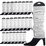 24 LEG WARMERS Knitted Womens Neon Party Knit Ankle Fluro Dance Costume 80s BULK - White