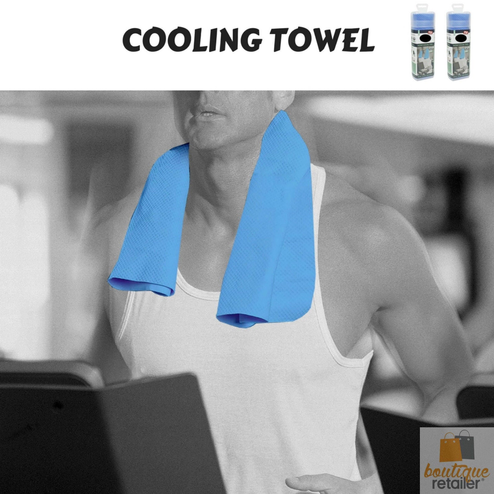 Gym Equipment & Accessories: 2x INSTANT COOLING TOWEL UPF 50+ Ice Cold Sport Sweat Absorbing Leisure 66x43