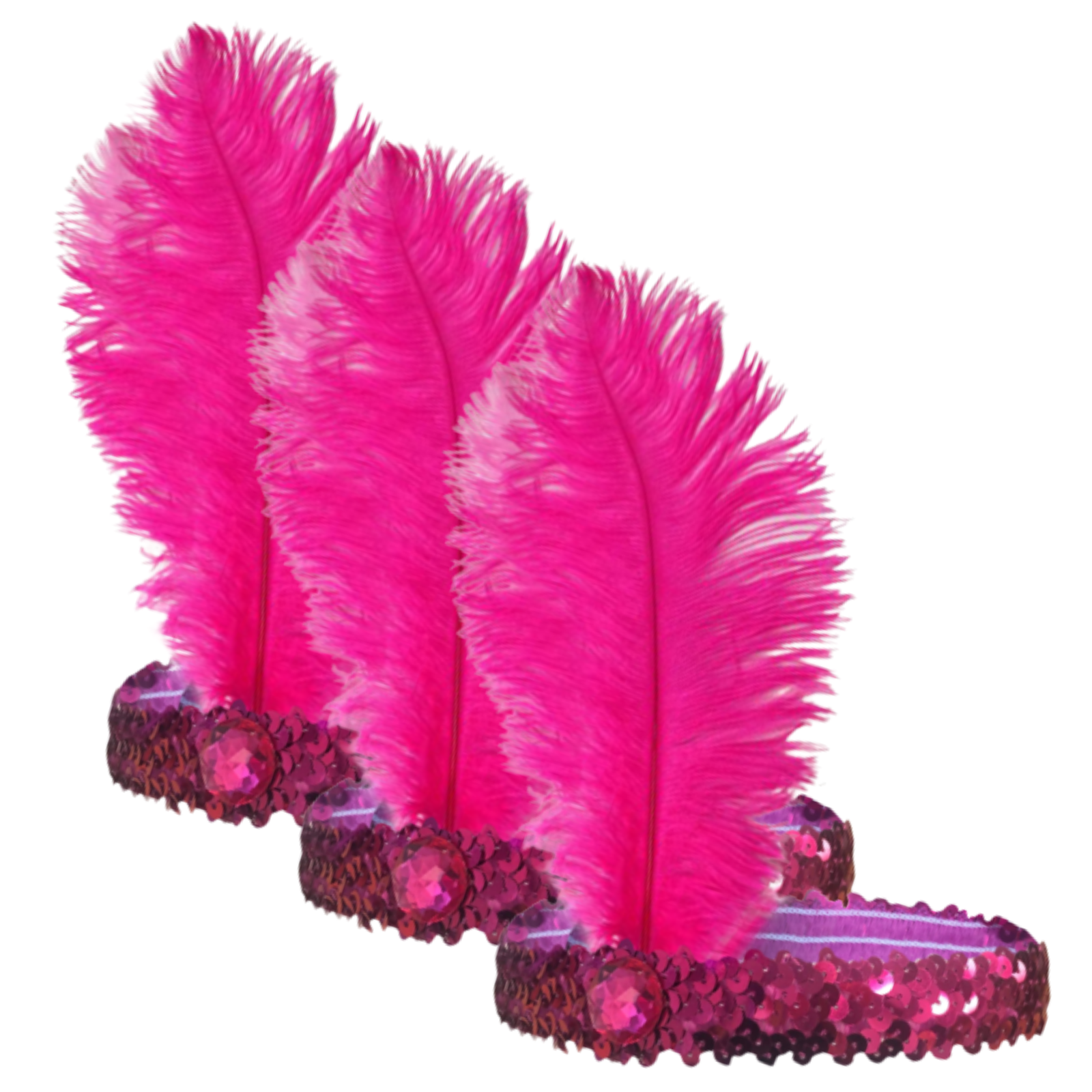 Costumes & Accessories: 3x 1920s FLAPPER HEADBAND Headpiece Feather Sequin Charleston Costume Gatsby - Hot Pink