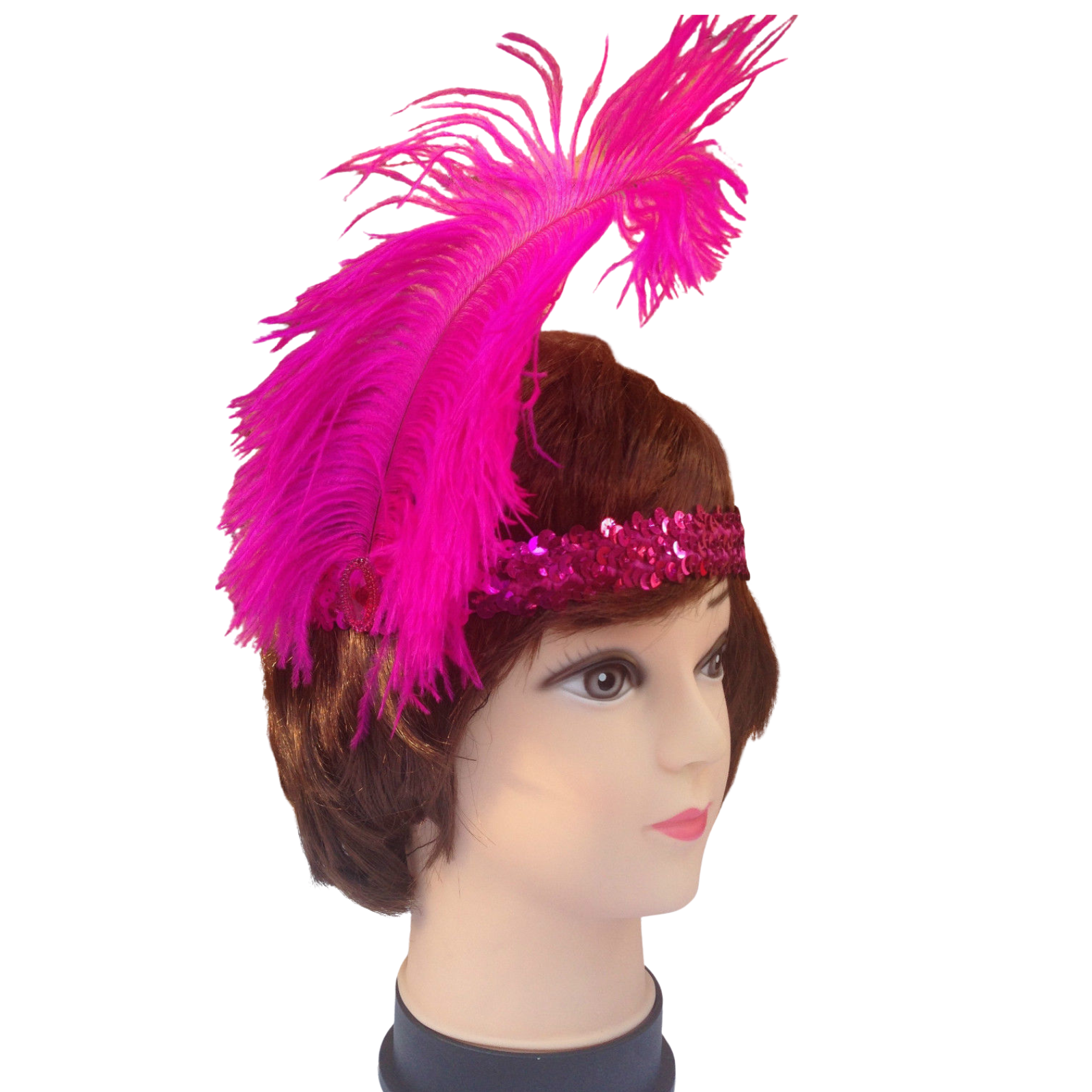 Costumes & Accessories: 3x 1920s FLAPPER HEADBAND Headpiece Feather Sequin Charleston Costume Gatsby - Hot Pink