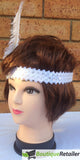 3x 1920s FLAPPER HEADBAND Headpiece Feather Sequin Charleston Costume Gatsby - White