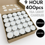 Candles: 400pcs TEA LIGHT CANDLES 9 Hour Burn Tealight Wedding Smokeless Crystal Wax BULK