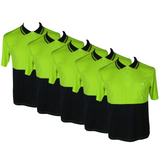 Men's Shirts: 5x HI VIS Polo Shirt Top Tee Safety Workwear Short Sleeve Breathable Mesh BULK - Yellow/Navy - M (16)