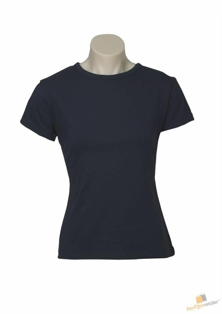 5x Womens 100% Cotton T-Shirt Plain Basic Tee Casual Top in Navy Blue