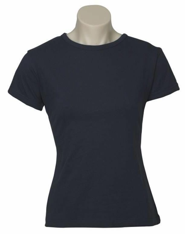 5x Womens 100% Cotton T-Shirt Plain Basic Tee Casual Top in Navy Blue