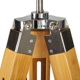 Floor Lamps: LARGE TRIPOD FLOOR LAMP Linen Shade Modern Light Bamboo Vintage Wooden Retro