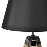 Floor Lamps: LARGE TRIPOD FLOOR LAMP Linen Shade Modern Light Retro Vintage Wooden