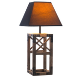 Table Lamps: Designer Wooden TABLE LAMP Modern Rustic Geo Industrial Retro  Desk Light