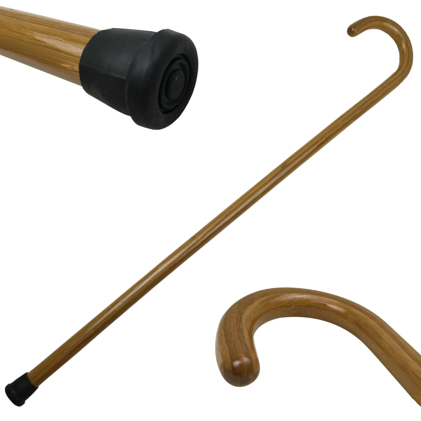 Supports & Braces: 92cm WOODEN WALKING STICK Wood Cane Pole Carved Varnished Deluxe Quality Sturdy - Brown