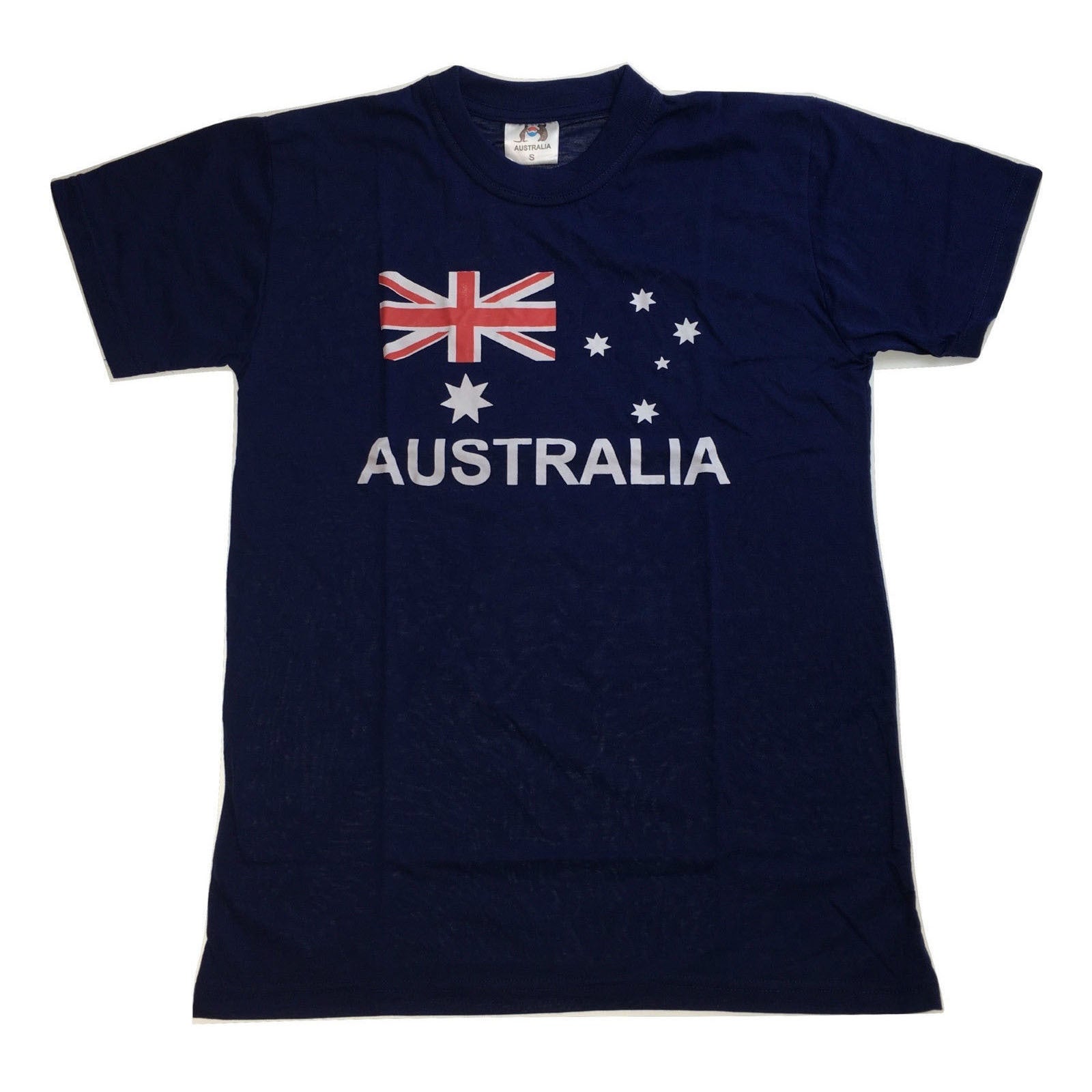 Men's Tops & T-shirts: Adult AUSTRALIAN T Shirt Australia Day 100% COTTON Souvenir Tee Top Flag - Blue - Small