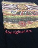 Mens Australia T Shirt Aboriginal Art 100% Cotton Souvenir Indigenous Tee - Black - Small