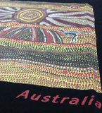 Mens Australia T Shirt Aboriginal Art 100% Cotton Souvenir Indigenous Tee - Black - Small