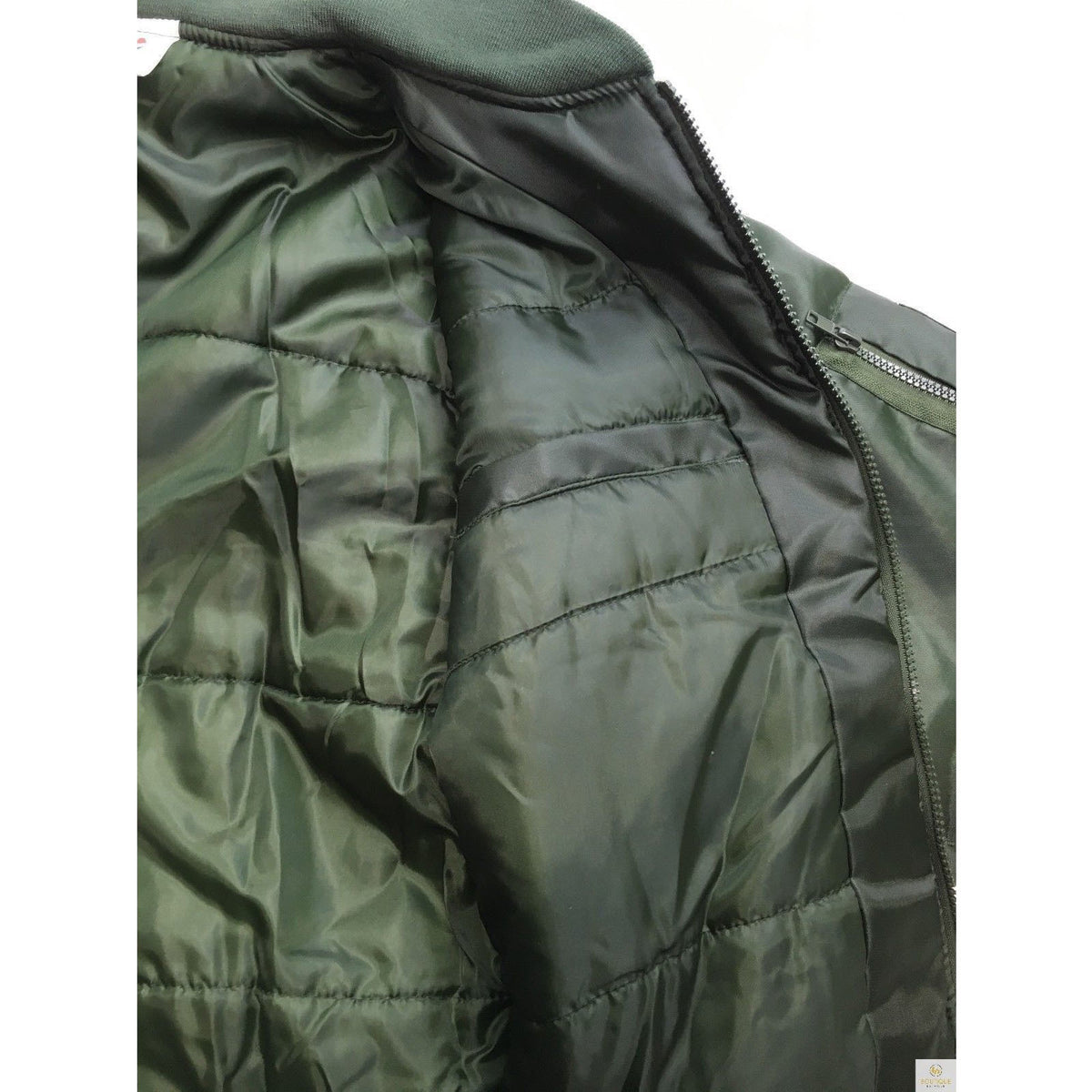 Plus Size Quilted Jacket Zip Up Classic Padded Flight Flying Winter Big & Tall - Bottle Green - 7XL