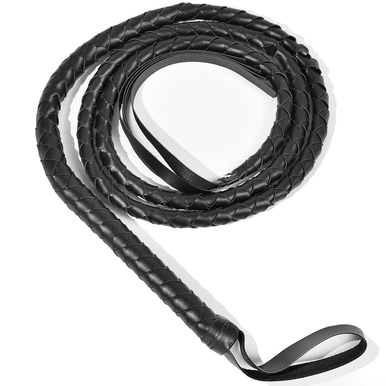 Costumes & Accessories: BLACK WHIP Faux Leather Costume Party 180cm Riding Cowboy Fancy Dress