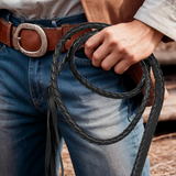 Costumes & Accessories: BLACK WHIP Faux Leather Costume Party 180cm Riding Cowboy Fancy Dress