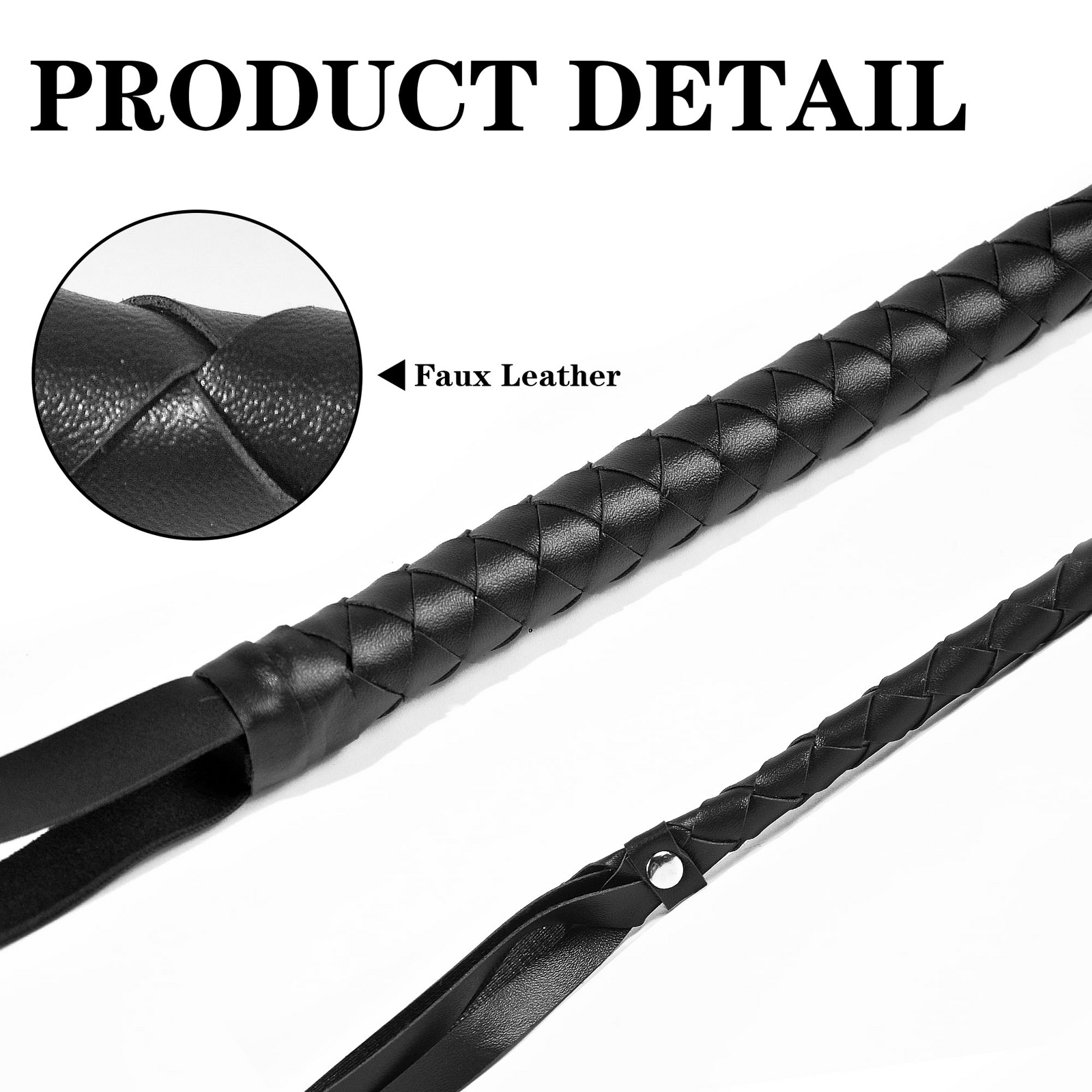 Costumes & Accessories: BLACK WHIP Faux Leather Costume Party 180cm Riding Cowboy Fancy Dress