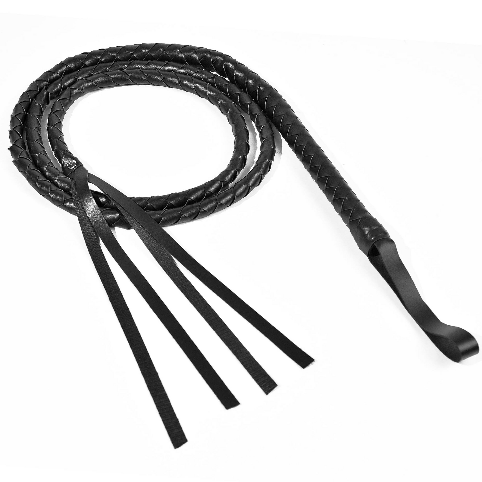 Costumes & Accessories: BLACK WHIP Faux Leather Costume Party 180cm Riding Cowboy Fancy Dress