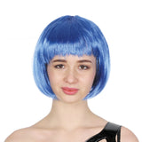 Costumes & Accessories: Bob Wig Costume Short Straight Fringe Cosplay Party Full Hair Womens Fancy Dress - Blue