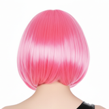 Bob Wig Costume Short Straight Fringe Cosplay Party Full Hair Womens Fancy Dress - Hot Pink