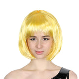 Costumes & Accessories: Bob Wig Costume Short Straight Fringe Cosplay Party Full Hair Womens Fancy Dress - Yellow