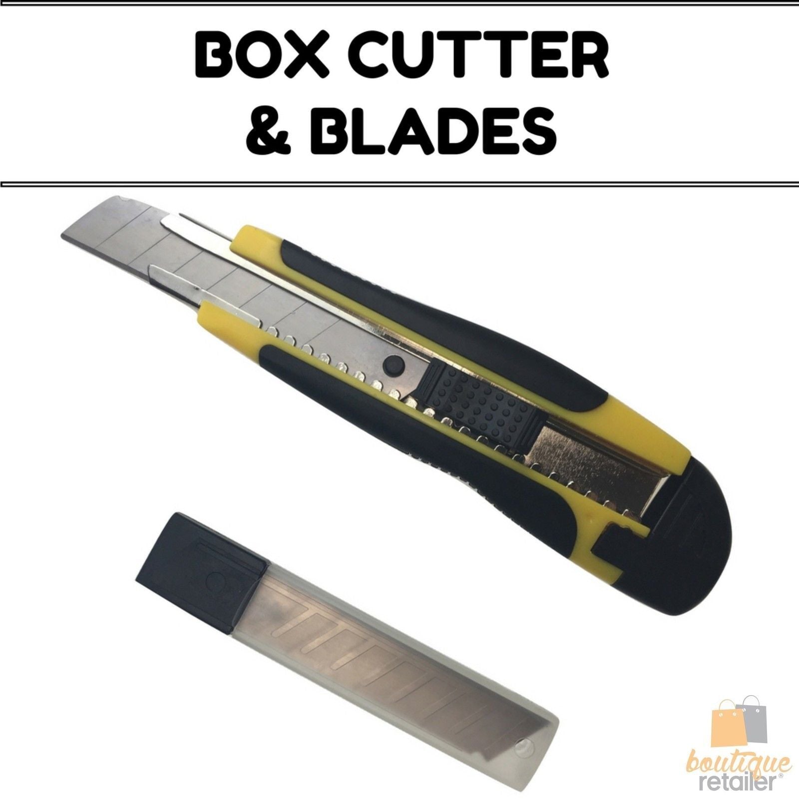 Gardening Tools: BOX CUTTER & BLADES Knife Retractable Blade Snap Off Razor 18mm Durable Opener