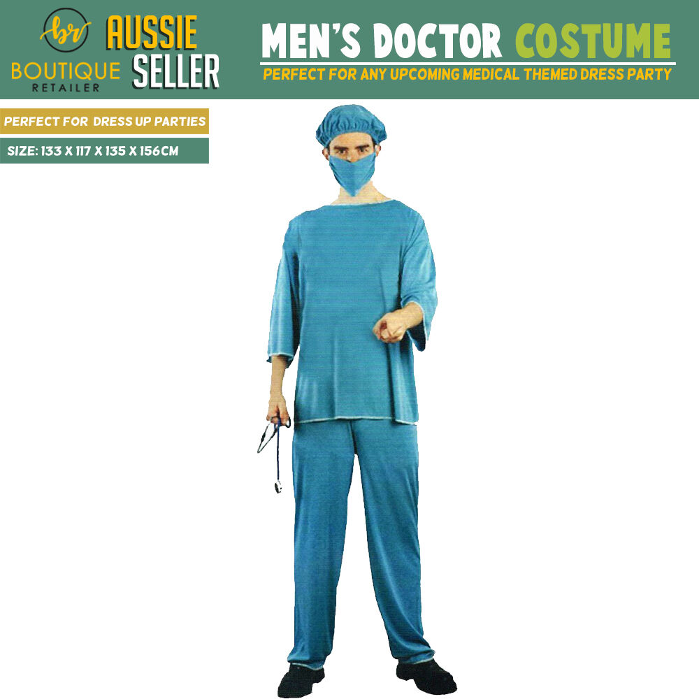 Costumes & Accessories: Mens Adult Doctor Costume Dr Surgeon Scrubs Halloween Fancy Party Hospital
