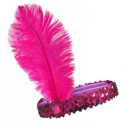 Costumes & Accessories: 1920s FLAPPER HEADBAND Headpiece Feather Sequin Charleston Costume Gatsby Dance - Hot Pink