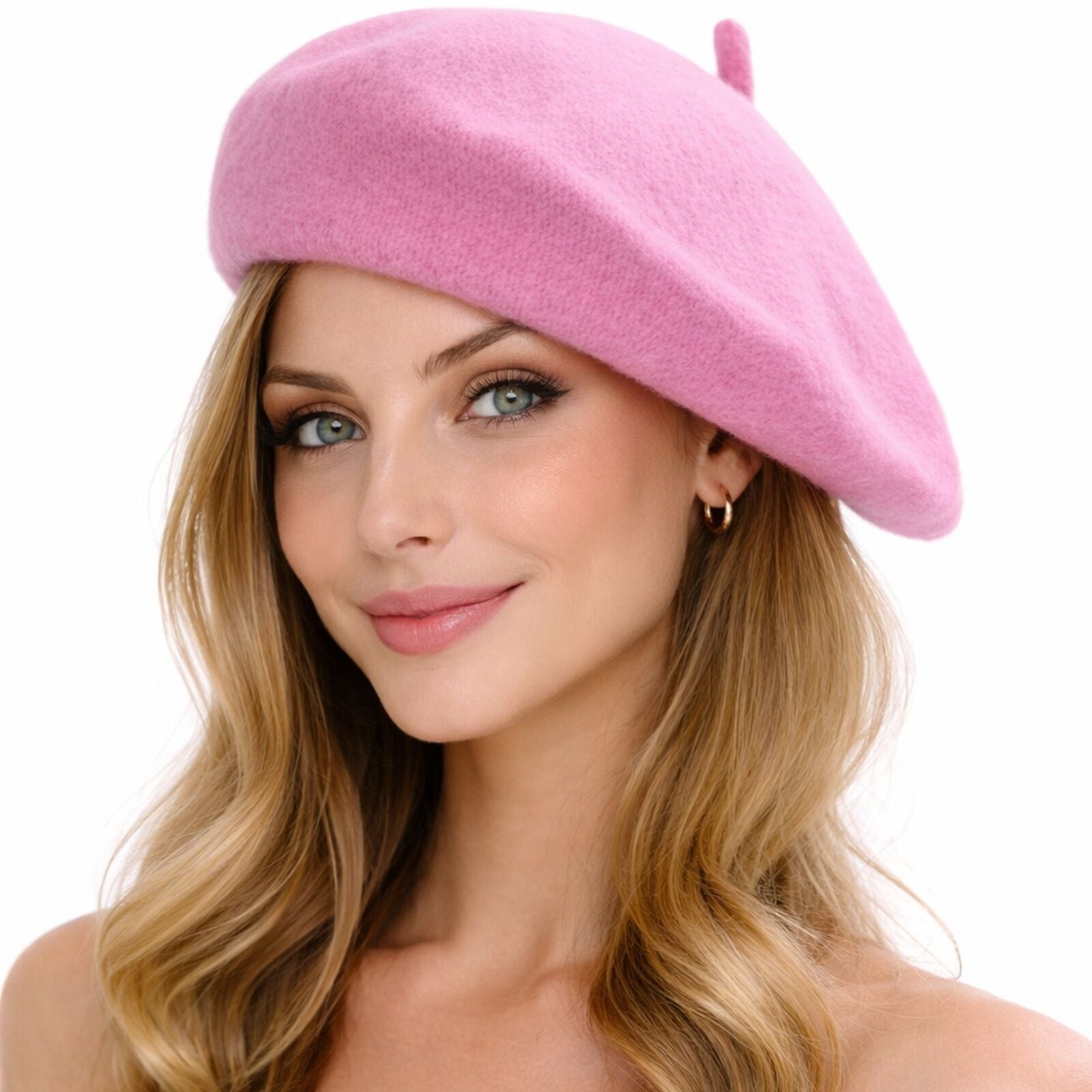 Unisex French Beret Hat Military Army Style Beanie Winter Warm Cap  - Light Pink