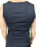 Ladies Sleeveless Singlet Top Womens Summer Basic Tank Shirt Lace Motif Front - Black - 10-12