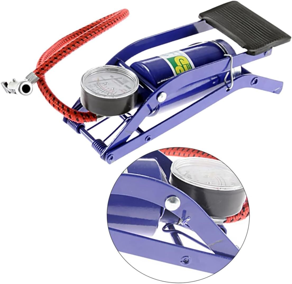 Bicycle Parts: Foot Air Pump High Pressure Gauge Tyre Tire Inflator Air Bed Bike Ball