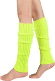 Costumes & Accessories: Pair of Womens Leg Warmers Disco Winter Knit Dance Party Crochet Legging Socks Costume - Fluro Yellow