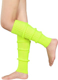 Costumes & Accessories: Pair of Womens Leg Warmers Disco Winter Knit Dance Party Crochet Legging Socks Costume - Fluro Yellow