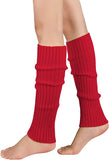 Costumes & Accessories: Pair of Womens Leg Warmers Disco Winter Knit Dance Party Crochet Legging Socks Costume - Red