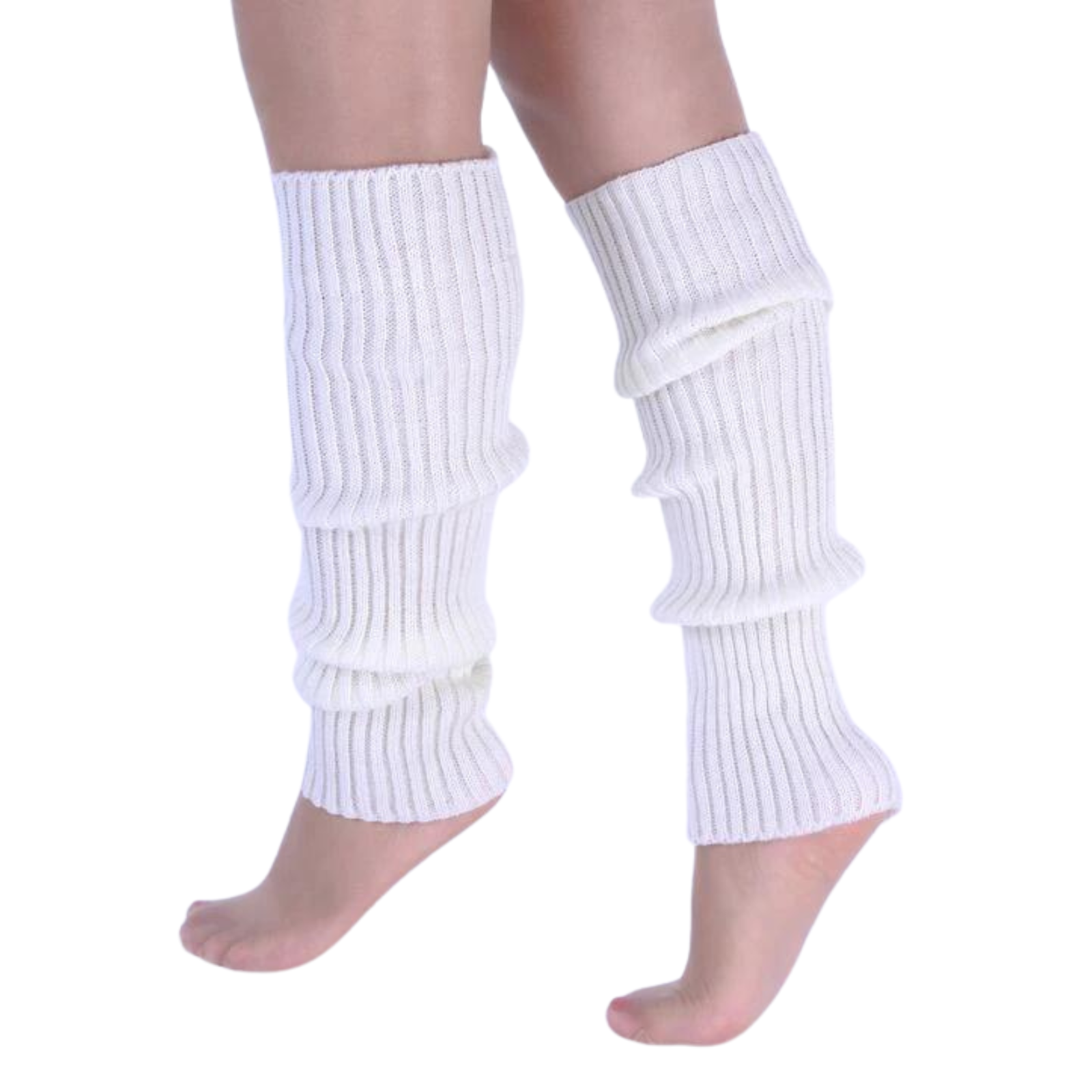 Costumes & Accessories: Pair of Womens Leg Warmers Disco Winter Knit Dance Party Crochet Legging Socks Costume - White