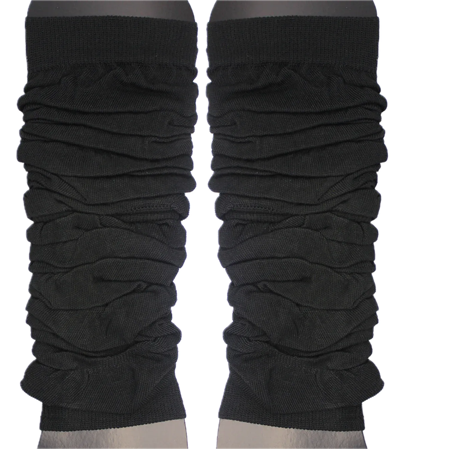 LEG WARMERS Knitted Womens Neon Party Knit Ankle Fluro Dance Costume 80s Pair - Black
