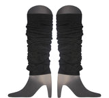 LEG WARMERS Knitted Womens Neon Party Knit Ankle Fluro Dance Costume 80s Pair - Black
