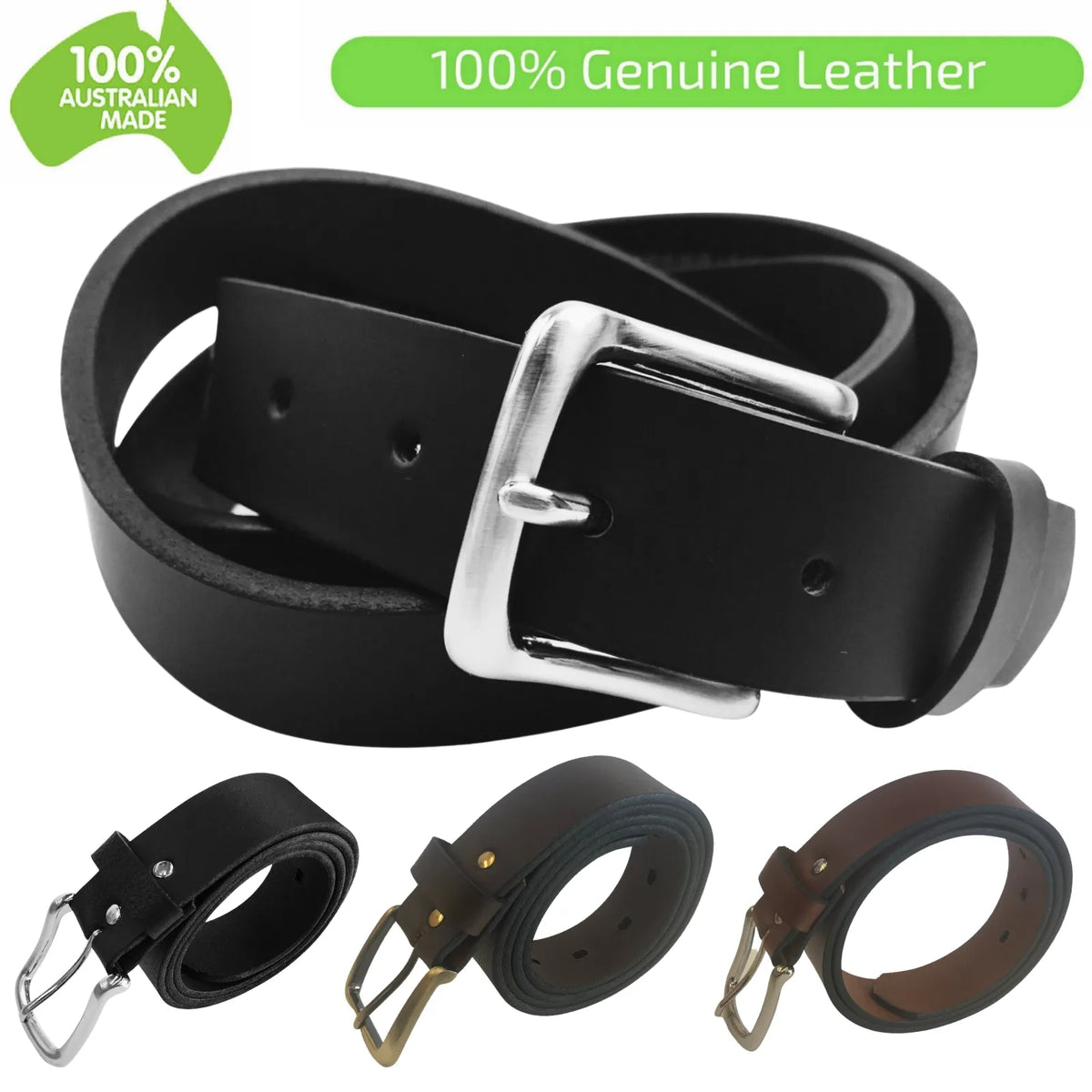 Genuine Full Grain Leather Belt Mens Jeans MADE IN AUSTRALIA Premium Quality