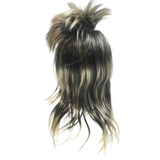 Costumes & Accessories: Mens Long SPIKY Wig Rock Punk 80s Fancy Dress Costume Bogan Mullet Spikey - Black/Blonde