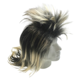Costumes & Accessories: Mens Long SPIKY Wig Rock Punk 80s Fancy Dress Costume Bogan Mullet Spikey - Black/Blonde