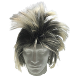 Costumes & Accessories: Mens Long SPIKY Wig Rock Punk 80s Fancy Dress Costume Bogan Mullet Spikey - Black/Blonde