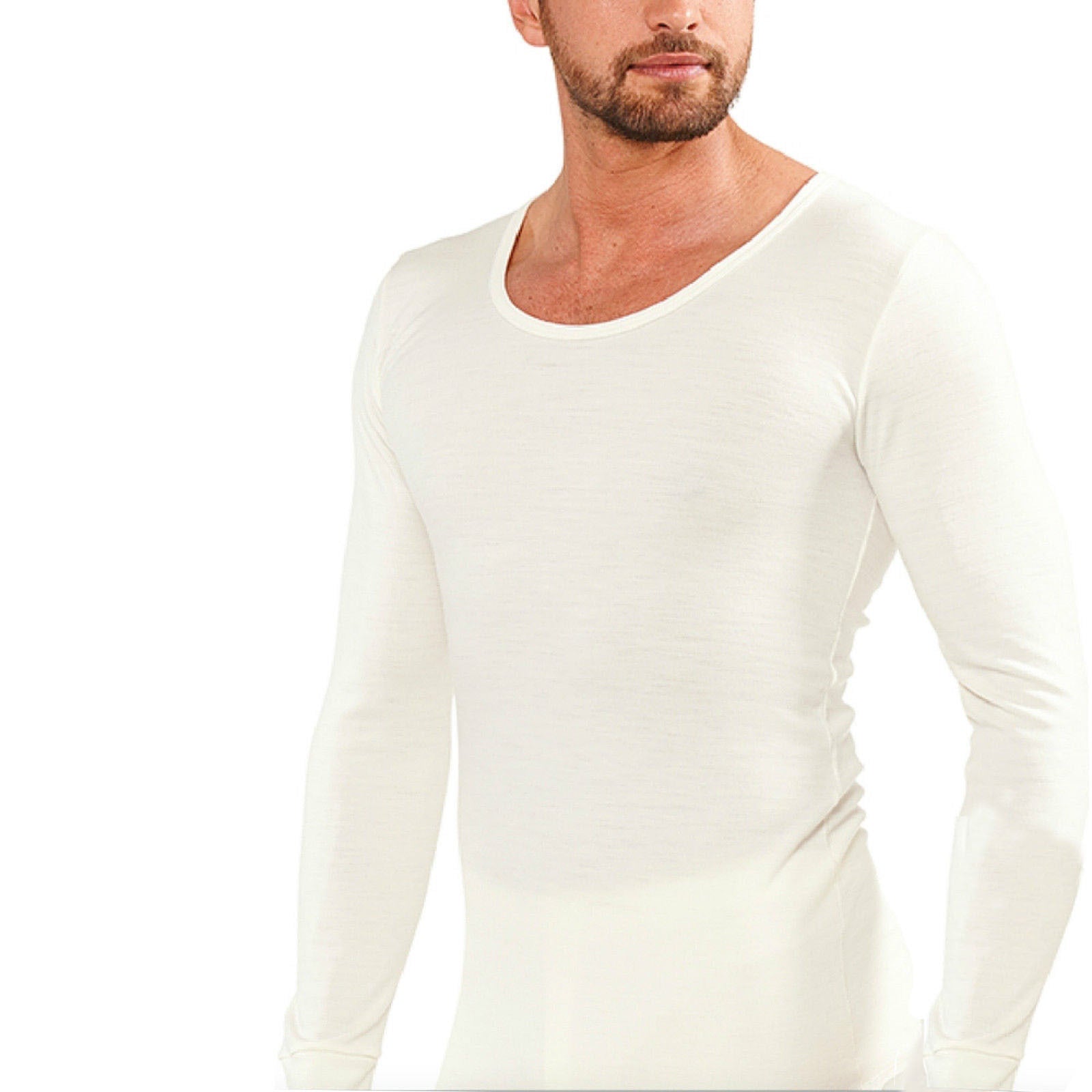 Men's Underwear & Socks: Mens THERMAL Long Sleeve Top Merino Wool Blend Underwear AUS MADE Thermals Warm - Medium (95cm)