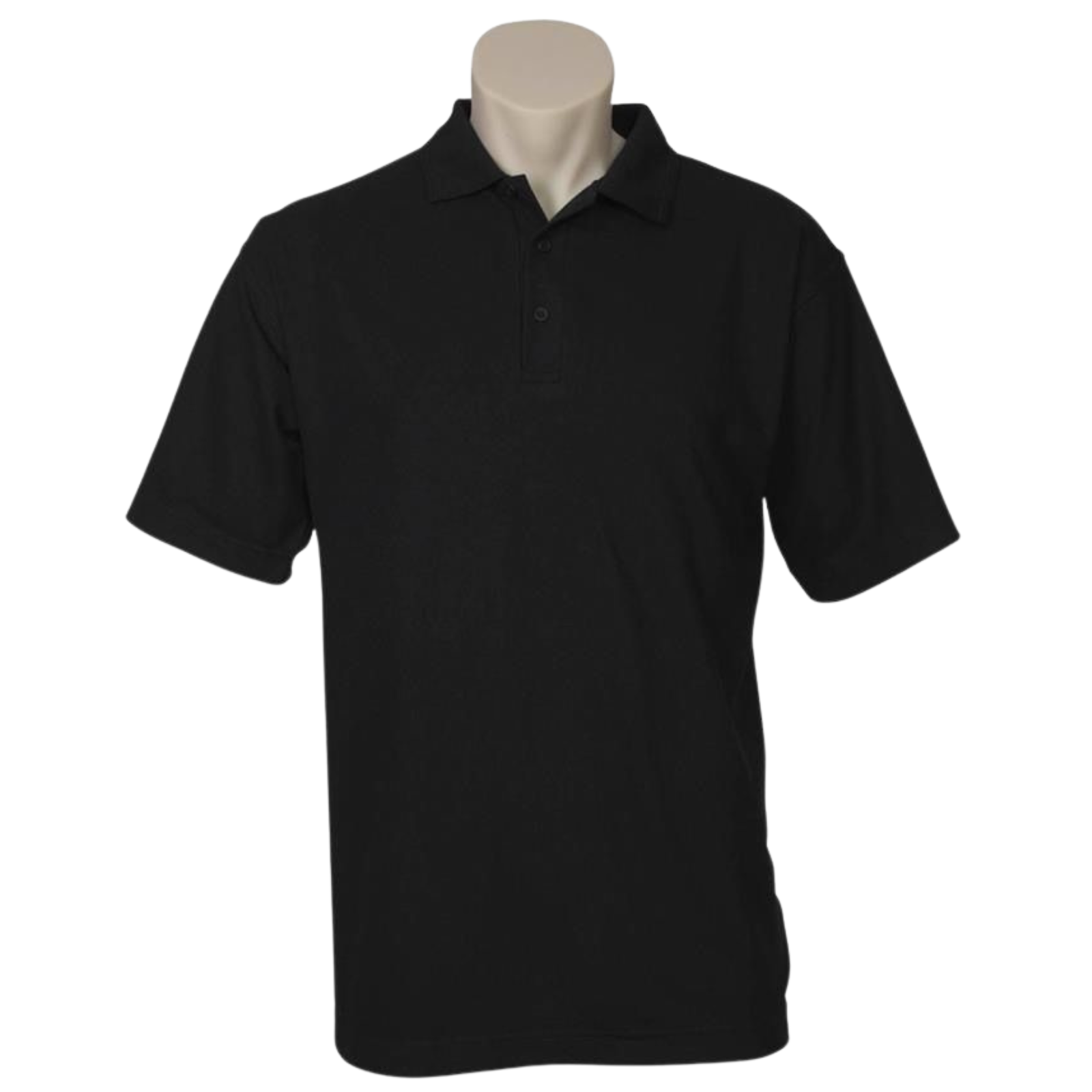 Mens Polo Top Shirt Plain Casual Short Sleeve Pique Knit Basic UPF Rated T-Shirt - Black  - S