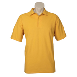 Mens Polo Top Shirt Plain Casual Short Sleeve Knit Basic T-Shirt - Yellow - XXL