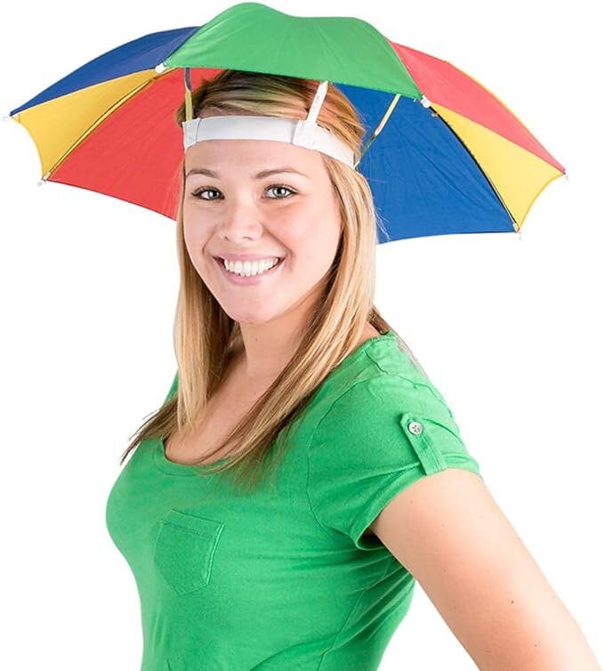 Costumes & Accessories: RAINBOW UMBRELLA HAT Rain Novelty Cap Costume Outdoor Camping Beach Fishing