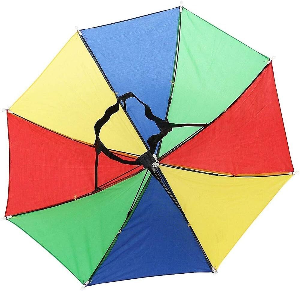 Costumes & Accessories: RAINBOW UMBRELLA HAT Rain Novelty Cap Costume Outdoor Camping Beach Fishing